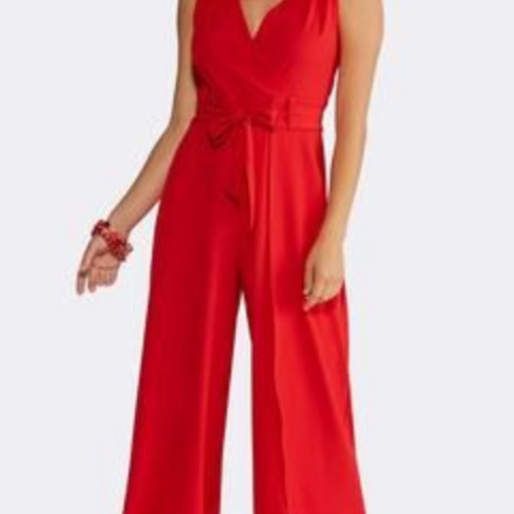 Red crop jumpsuit